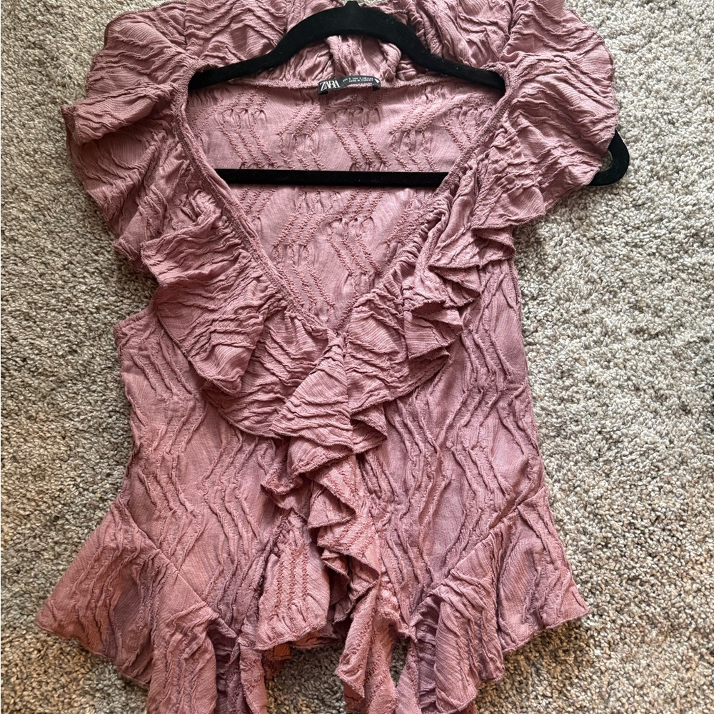 Zara Mauve Ruffled Blouse